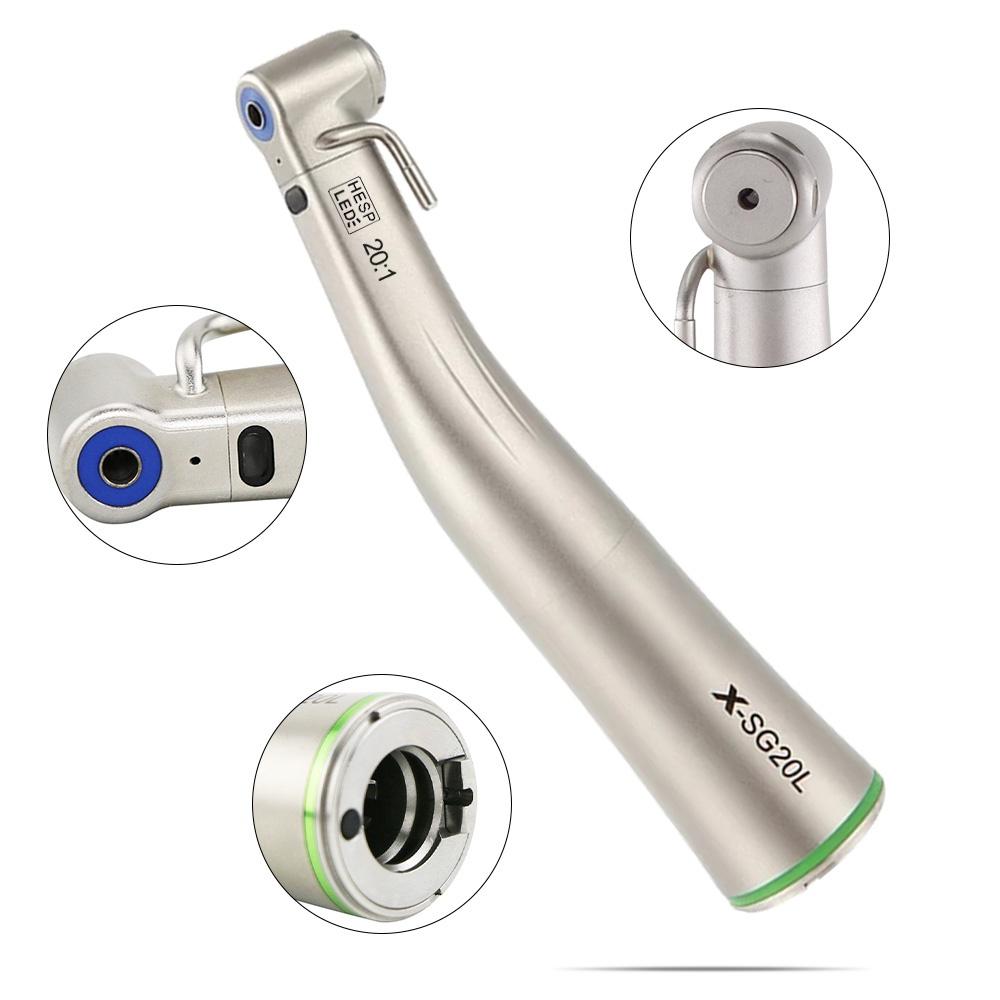 

Dental 20:1 Fiber Optic Increasing Green Ring XSG20L Contra Angle Implant Low Speed Handpiece Dental Endodontic Equipment серебряный