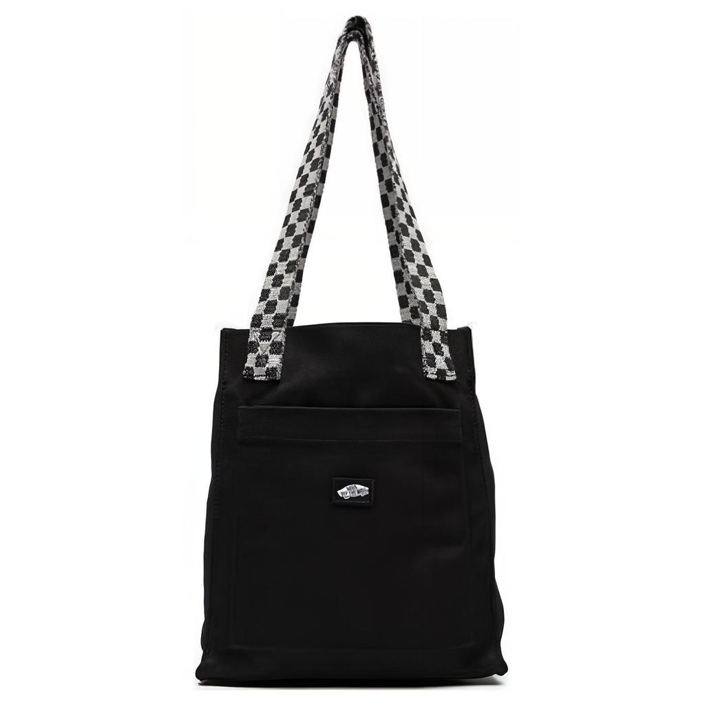 Vans Iconic Checkerboard Pattern Cotton Tote Bag Unisex Tote Bags Black VN000GG2BLK