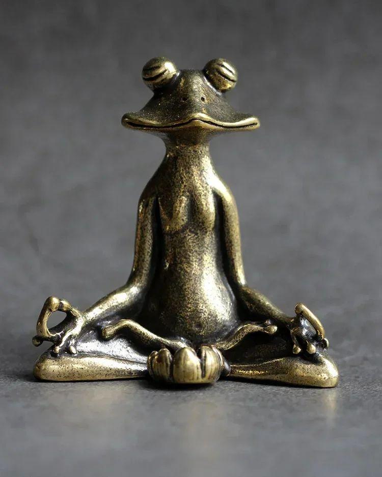 Retro Copperware Incense Socket Zen Frog Ornaments Solid Pure Copper Frog Tea Pet Incense Holder Ornaments