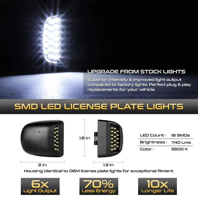 1 Pair SMD LED Number Plate Light For Chevy Silverado1500 2500 2500HD 3500 Avalanche 1500 Canbus Error Free License Plate Lamp