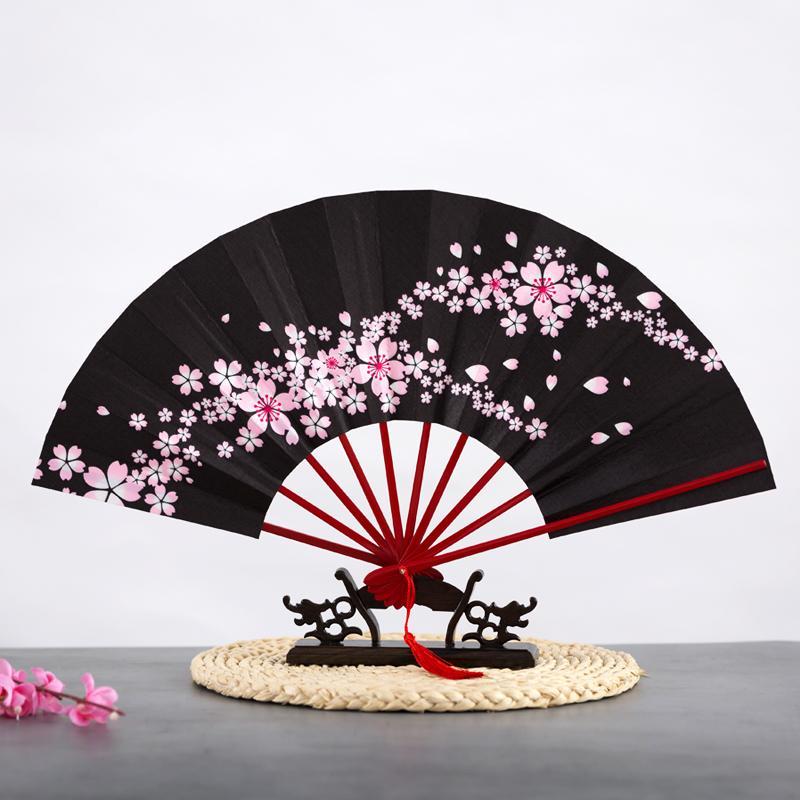 Ancient Chinese Style Golden Portable Folding Fan Bamboo Ribs Japanese Decor Stage Fan Girl Hanfu Dance Performance Hand Fan