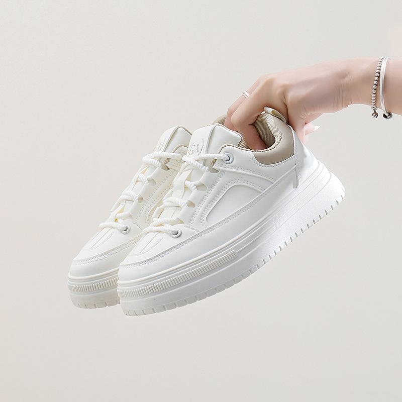 

Белые кроссовки на платформе для женщин, легкие повседневные кроссовки для ходьбы, удобные кроссовки на толстой подошве, женские кроссовки на шнуровке для тренировок и тенниса 40 бежевый