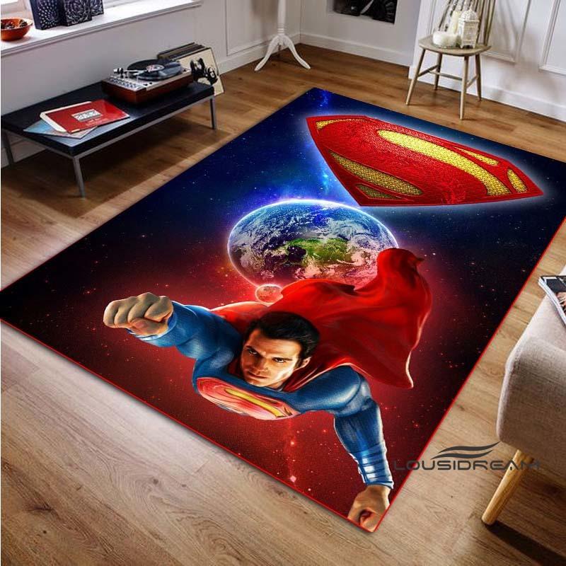 "Superman" rugs in a variety of styles and sizes—perfect for use as bedroom play mats, living room rugs, and home decor.