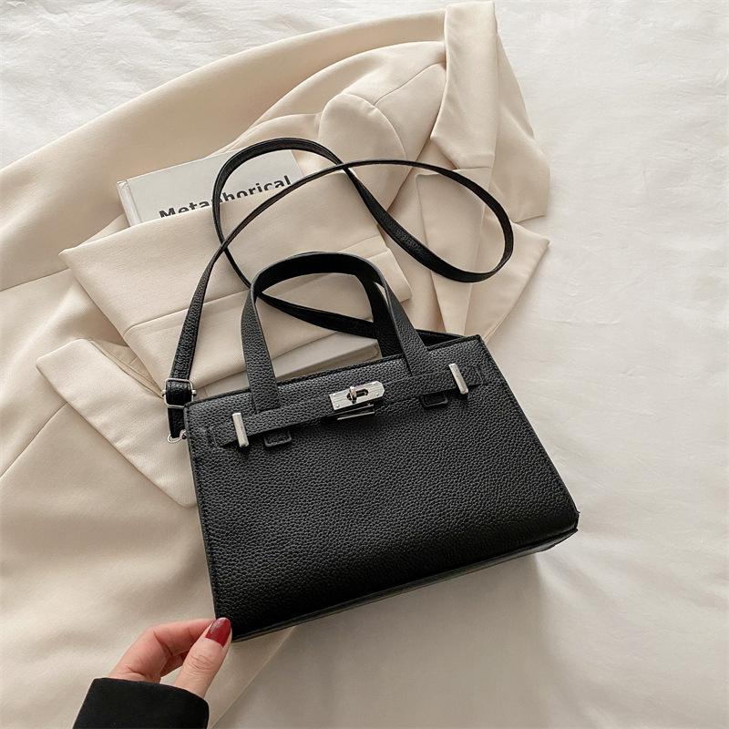 High-end Niche Lychee Pattern Platinum Bag Women's Bag 2025 Spring New Fashion Versatile Shoulder Messenger Bag