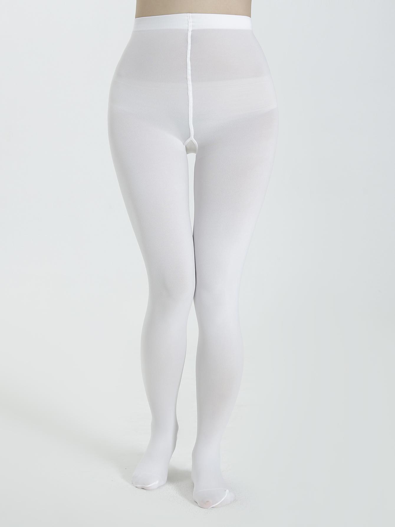 Yiran Sexy Lingerie Women's White 1 Pair Plus Size Tights Stretchy Solid Tights Pantyhose Stockings Tights Cm