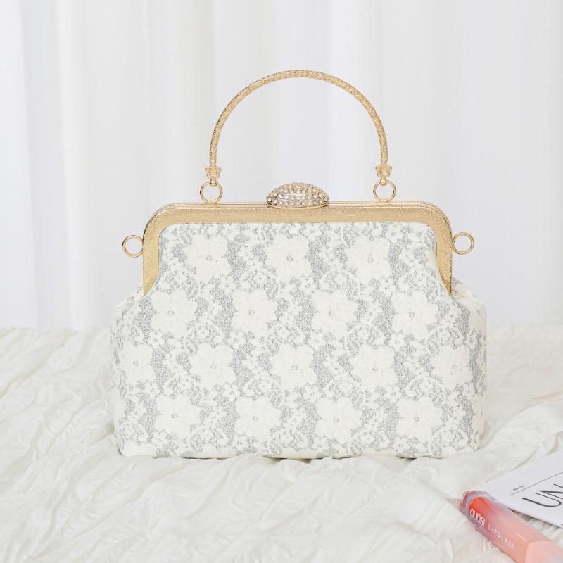 

Кружевная вечерняя сумка со стразами, новая блестящая жемчужная сумочка с рельефным антикварным мессенджером, маленькая сумка