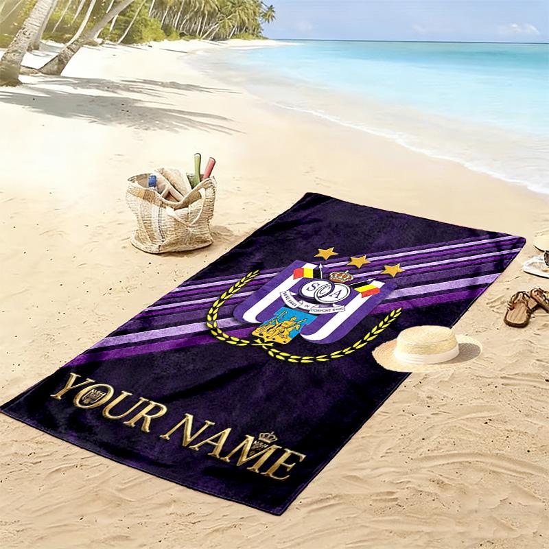 Name Custom RSC Anderlecht Print Beach Towel, Large Soft Quick Dry Towel for Beach Camping Swimming