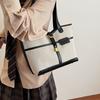 2025 New Niche Contrasting Colors Fashionable Large-capacity Tote Bag Canvas Hand Bag Shoulder Bag Messenger Bag
