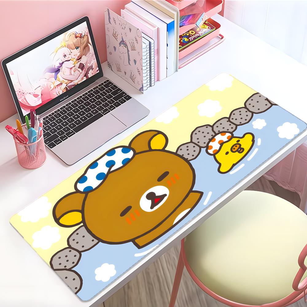 Cute Adorable Cartoon Rrilakkuma Mouse Pad Large Thick Desk Pad Stitched Edges Gaming Mouse Mat For Pc