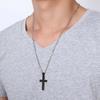 Men Steel Color Metal Minimalism Black Necklaces Cross Pendant Cross Necklaces Clavicle Chains