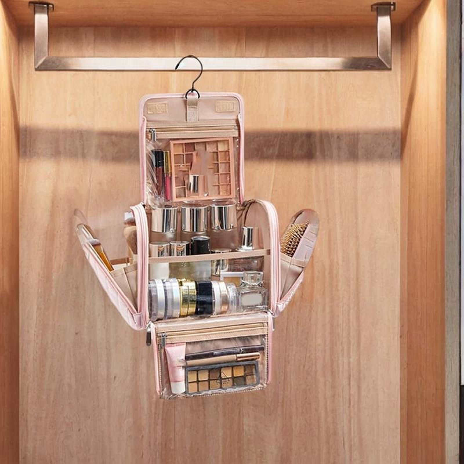 

Подвесная косметичка-органайзер для женщин и девочек, компактный переносной дорожный футляр для косметики с розовый