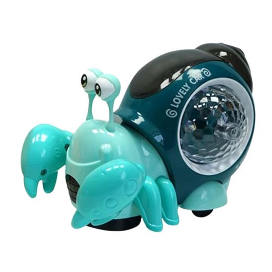 

Electric Kids Cartoon Snail Toy with Music Light Auto Obstacle Avoidance Baby Tummy Time Educational Hermit Crab Crawling ціан