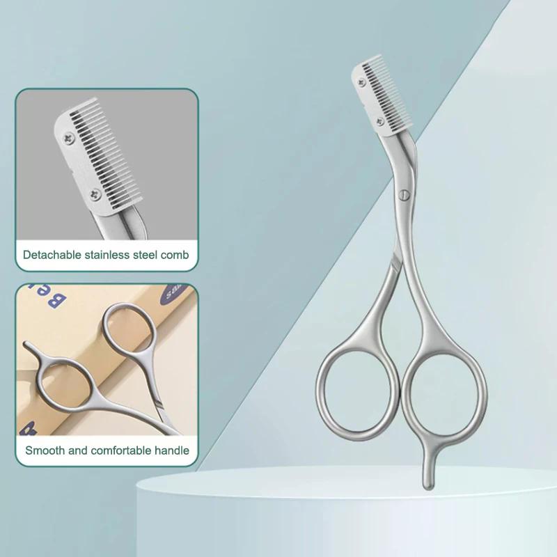 2-In-1 Eyebrow Trimming Scissors With Combs Professional Eyebrow Trimmer Stainless Steel High Quality Scissors Beauty Tools