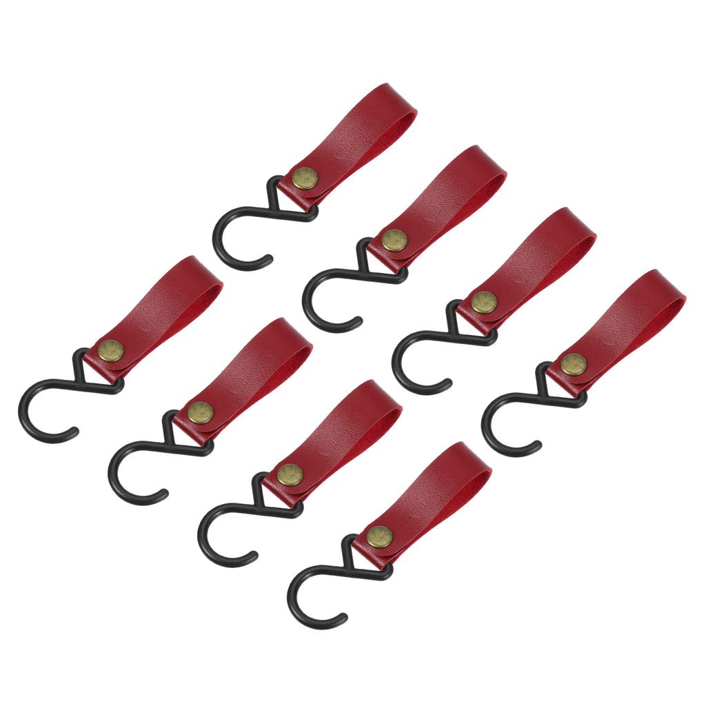 8pcs Leather S Hooks Camping Hook Hanger Multipurpose S-Shaped Hangers for Outdoor Picnic Hanging Pots Pans Utensils For Kitchen