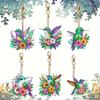 6Pcs Colorful Bird Double-Sided Rhinestone Acrylic Diamond Painting Set DIY Keychain