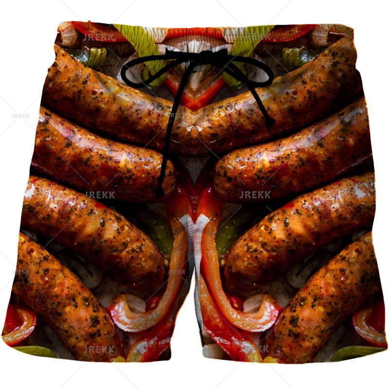 Summer 3D Food Graphic Print Shorts Fashionable Casual Beach Men's Shorts