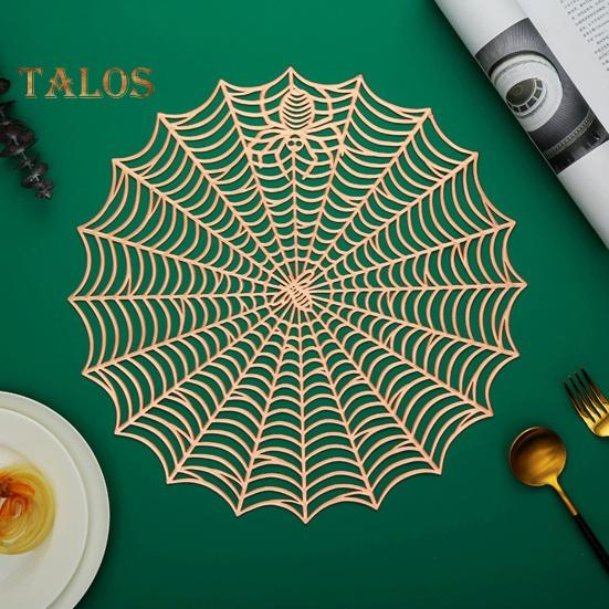 Halloween Table Place Mat Creative Plastic Spider Web Place Mat Waterproof Oil Proof Heat Insulation Bowl Mat Reusable Anti Scald Pad Kitchen Supplies
