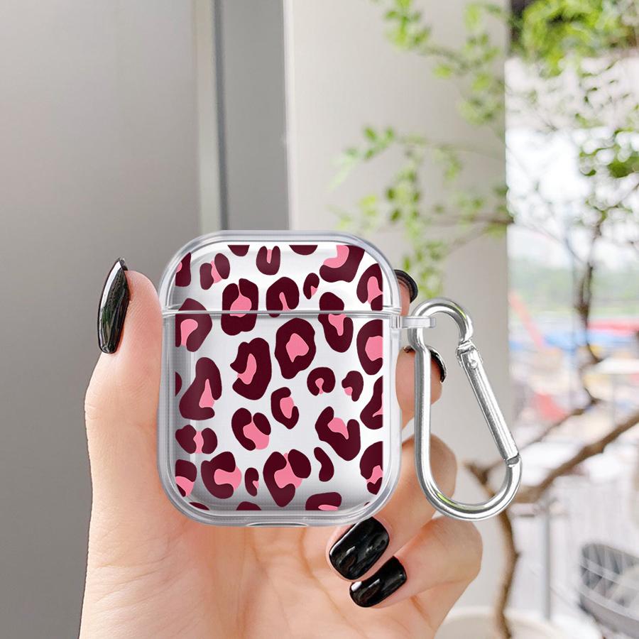 Clear Earphone Cases Cover Case For Airpods 2 Pro2 4 Pro 1 3 Pro3 Pink Leopard Print