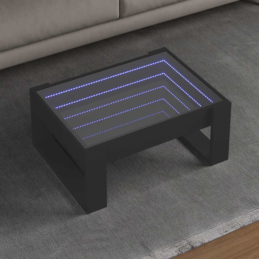 Infinity LED Coffee Table in Black 70 x 53 x 30 cm