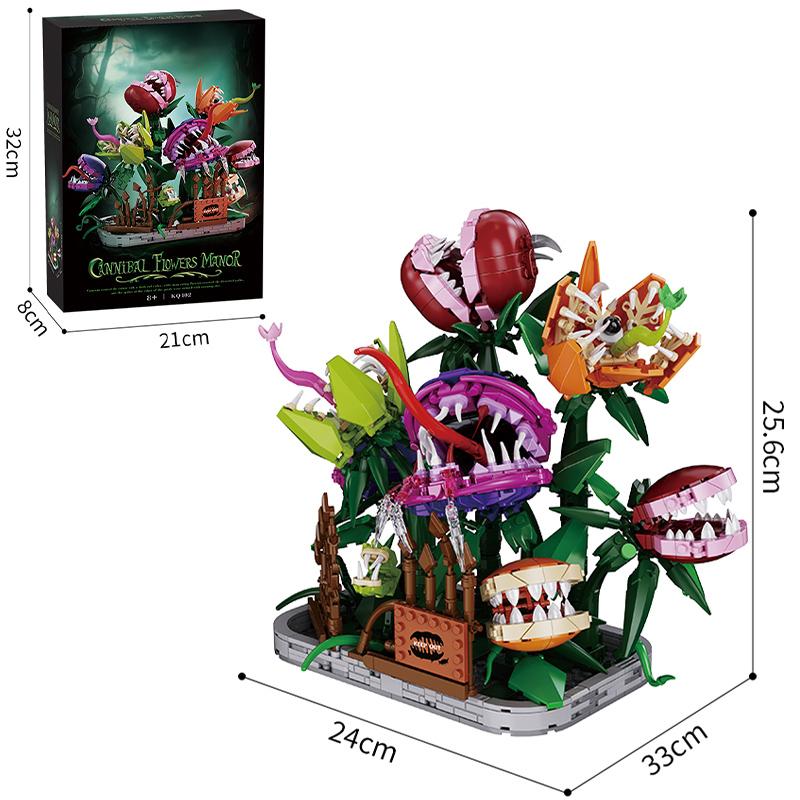 Blocuri de construcție creative 1266 buc. Conacul Plantelor Carnivore MOC Grădină de Flori Mâncătoare de Oameni Cărămizi Decorațiuni pentru Casă Jucării Cadou pentru Copii