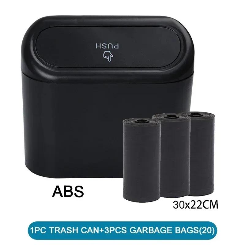 

1Pcs Car Trash Can (with Lid) 3 Rolls of Garbage Bags for Car Door/Seat Back/Center Console Side/Home/Office Use Small Trash Can чорний