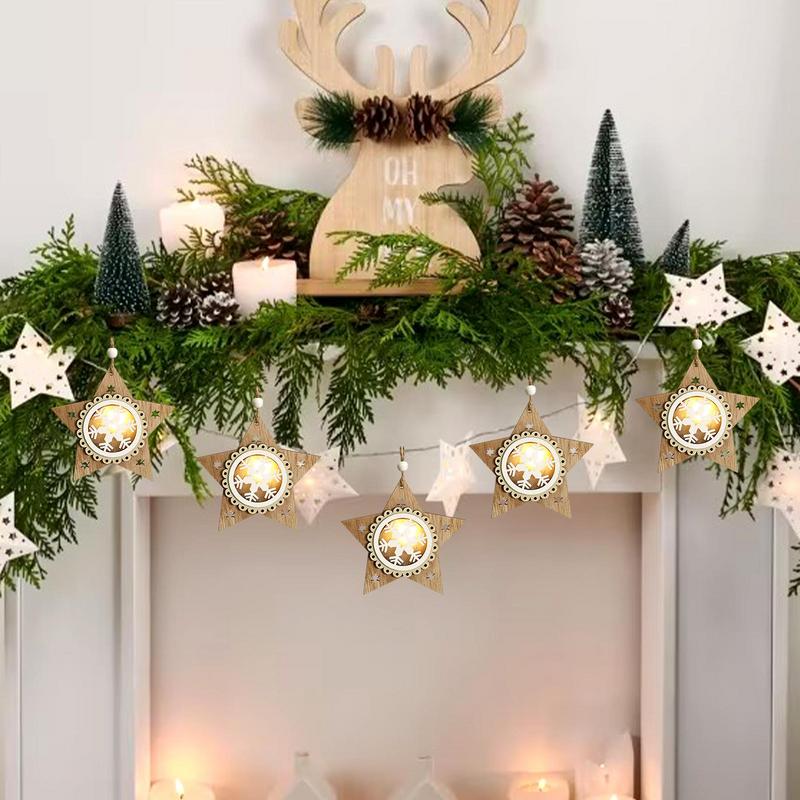 Christmas LED Light Wooden Ornament Christmas Tree Decoration For Home Party New Year Kids Gifts