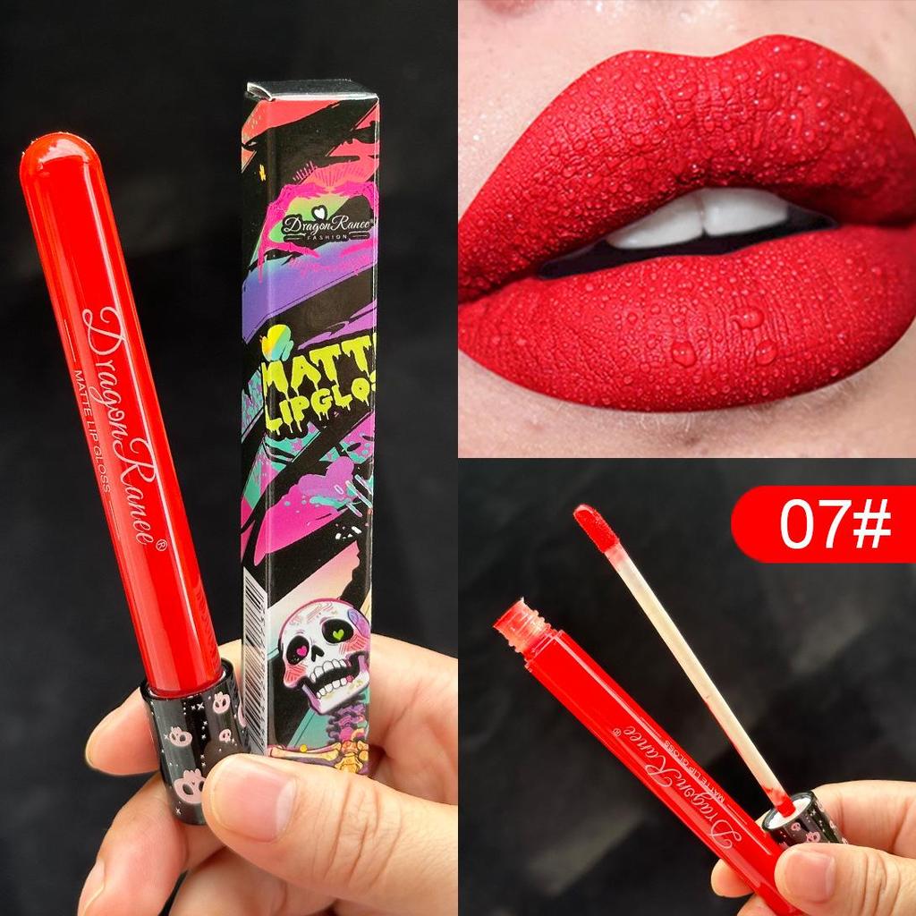 DragonRanee Vampire Matte Lip Glaze - Waterproof Halloween Retro Lipstick In White & Black