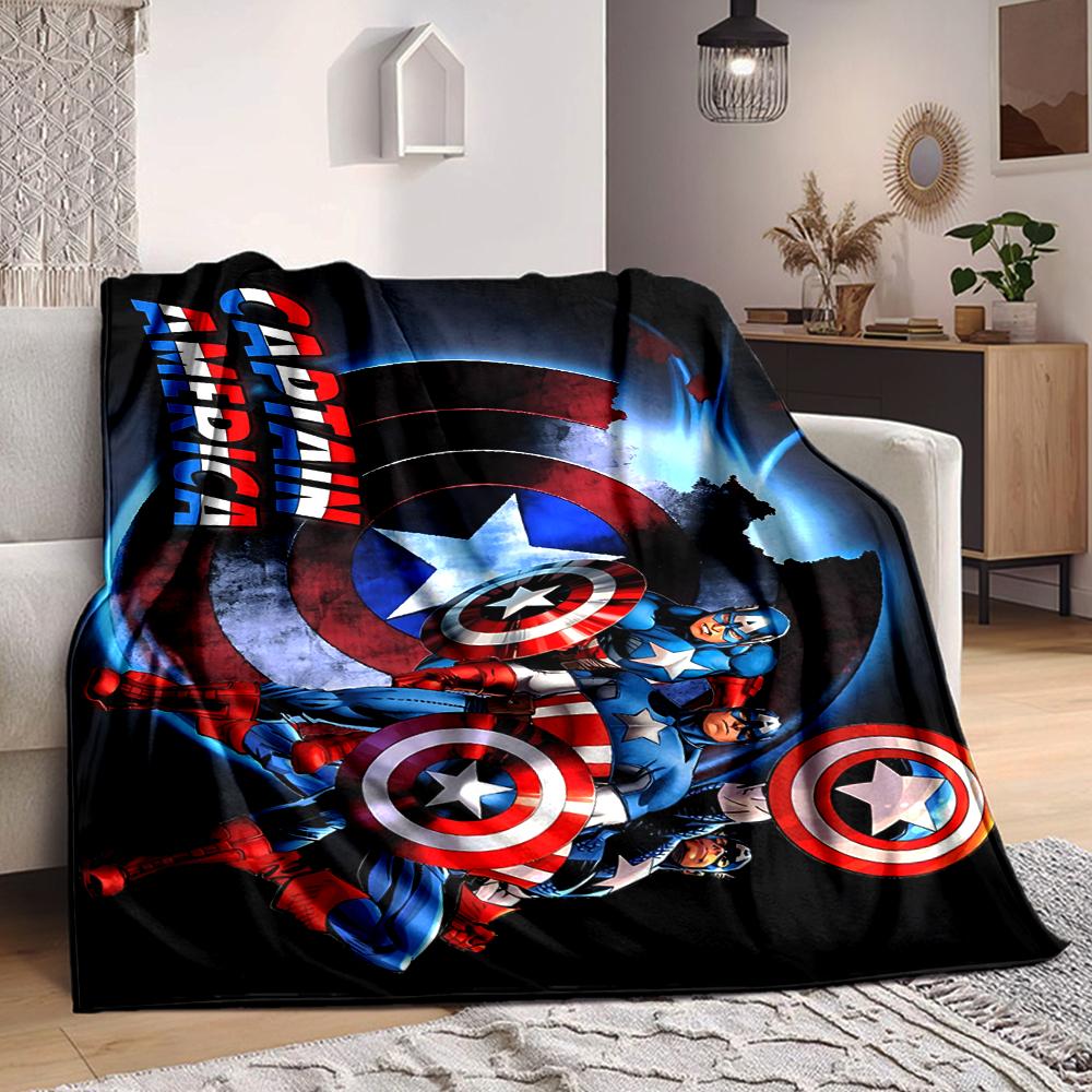 1Pc Captain America Shield Flannel Blanket, Soft And Comfortable, Casual Warm, Camping Travel, Christmas, Halloween Xmas Gift Es120