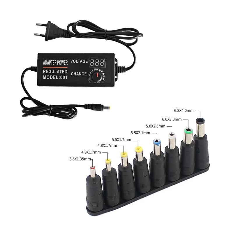 AC DC Adjustable Power Supply Adapter 3V-24V-3A LED Screen Display Voltage Various 3V 9V 12V 15V 24V 72W 8PCS Jack DC Connector