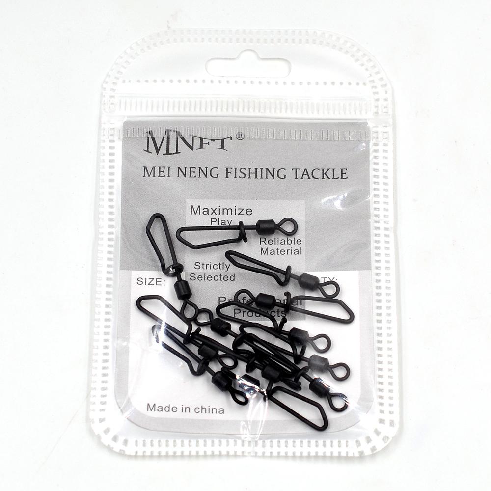 MNFT 20Pcs Stainless Steel Black Nickel Fish Swivels Quick Change Snap Clips Fishing Connector Rolling Swivel