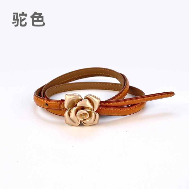 Four Seasons Available New Women'S Leather Thin Belt With Flower Waist For Skinny Look, Leather Belt With Sweater Dress