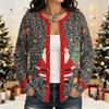 Women's Christmas Print Cardigan Long Sleeve Open Front Jacket for Holiday Party and Everyday Wear