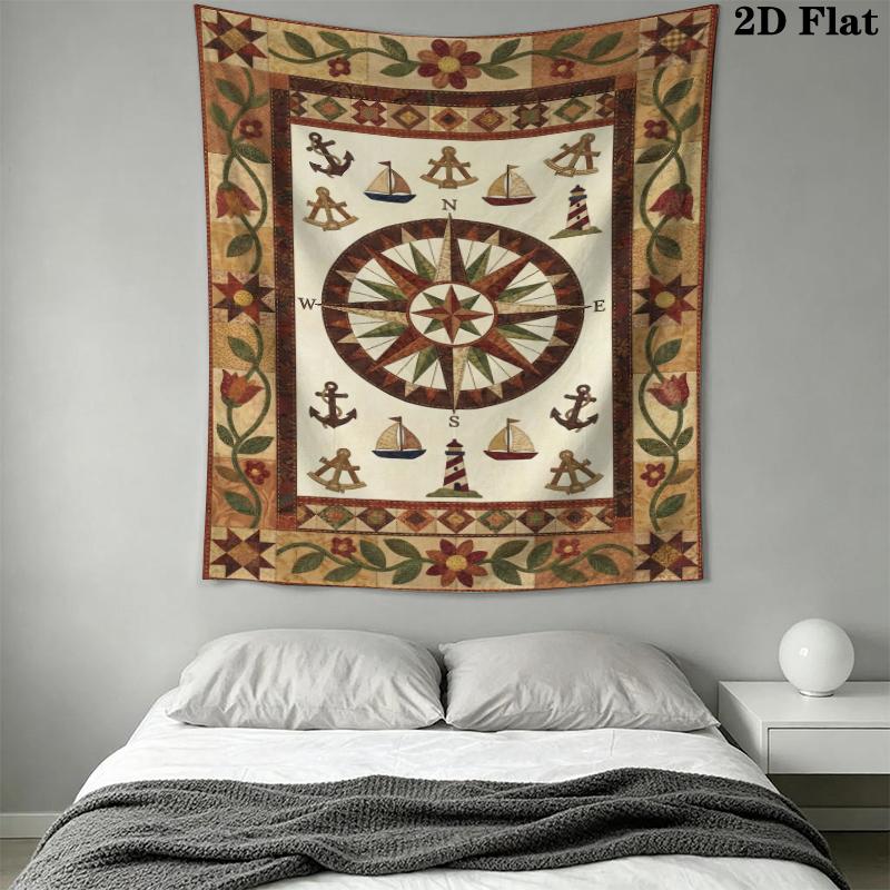Compass Wall Tapestry Aesthetic Wall Hanging Printed Fabric Blanket Decorative Tapestries for Bedroom Living Room Home Decor