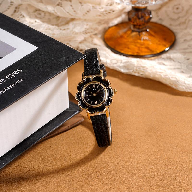 Relógio Feminino GEDI Pulseira de Couro Quartzo Relógios Femininos Luxo Vintage Nicho À Prova D'água Elegante de Pulso Feminino