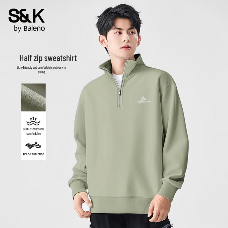 

Baleno S&K Series Men s Heavyweight Stand Collar Half-Button Sweater M