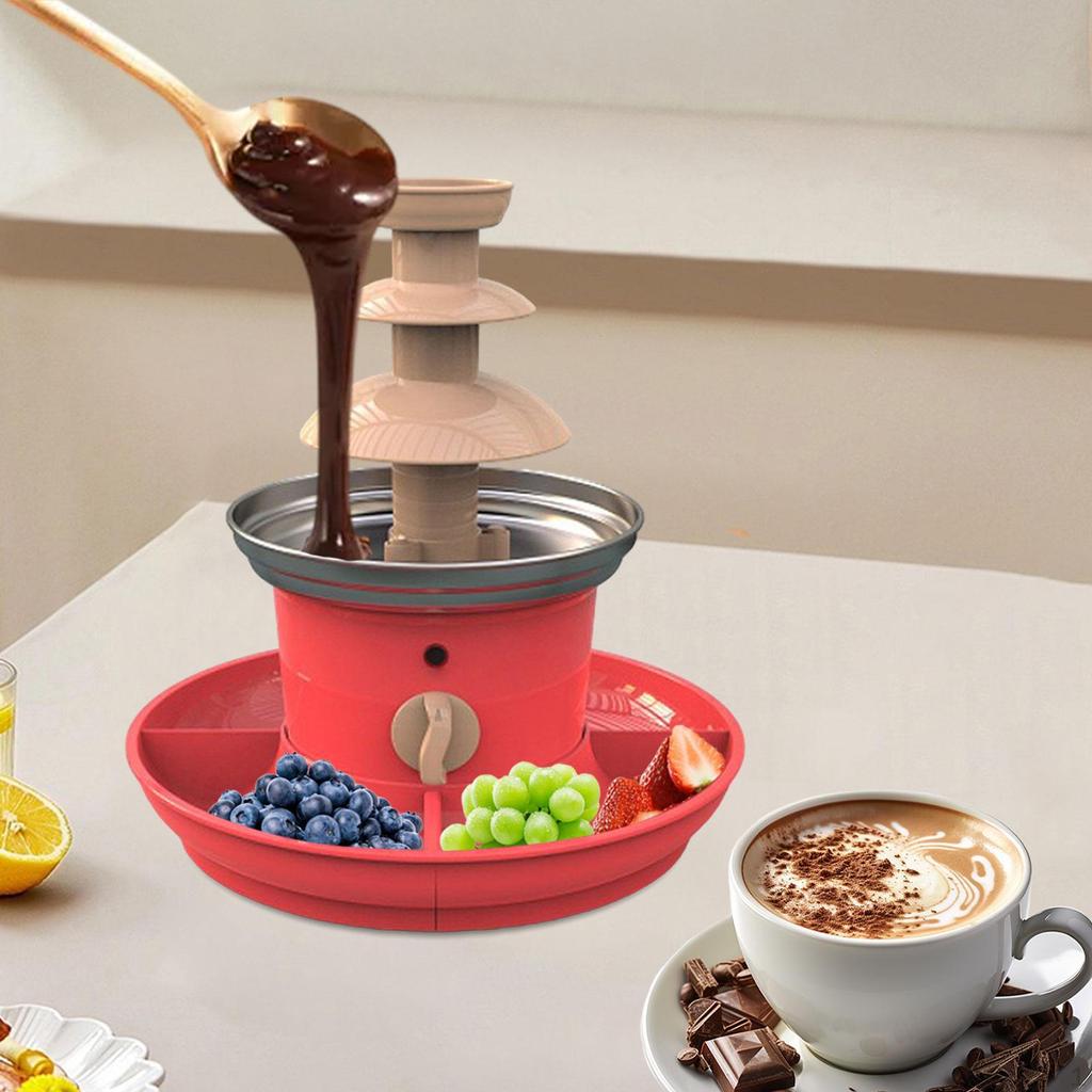 3patrové fondue s čokoládovou fontánou, praktické odnímatelné s podnosem z nerezové oceli