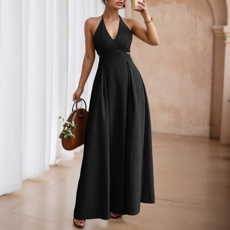 ZANZEA Women Casual Lace Up V-Neck Straps Backless Slip Dress