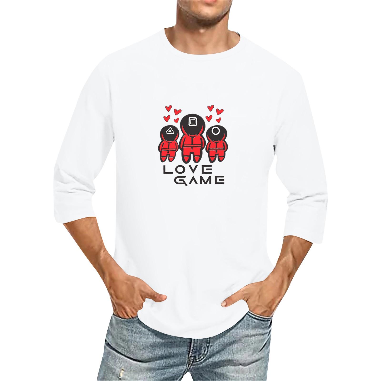 

Чоловіча повсякденна модна футболка з круглим вирізом і рукавом три чверті XL білий