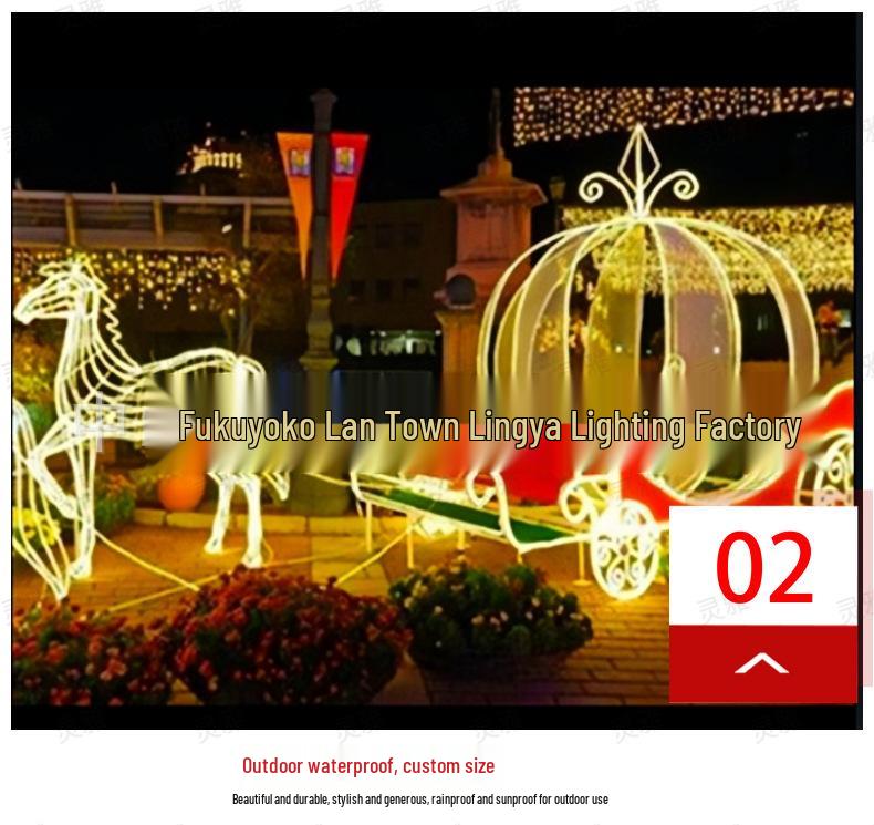 LED Christmas Deer and Cart Outdoor Decorative Lights