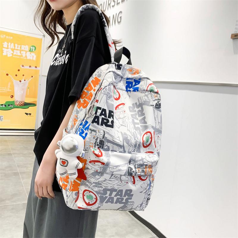 Schoolbag Backpack Men's and Women's Trend ins Personality Graffiti Large Capacity Casual Backpack Korean Edition Junior High School High School Bag