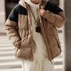 Li Ning Sports Trend Series Color Block Loose Short Down Jacket Men Outerwear Light-Chestnut-Brown AYMT065-4