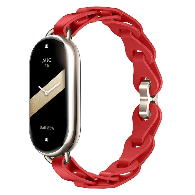 Silicone Strap for Xiaomi Mi 8 Band Chain Buckle Bracelet for Miband 8 NFC Fashion Lady Style Replacement Rubber Band Correa