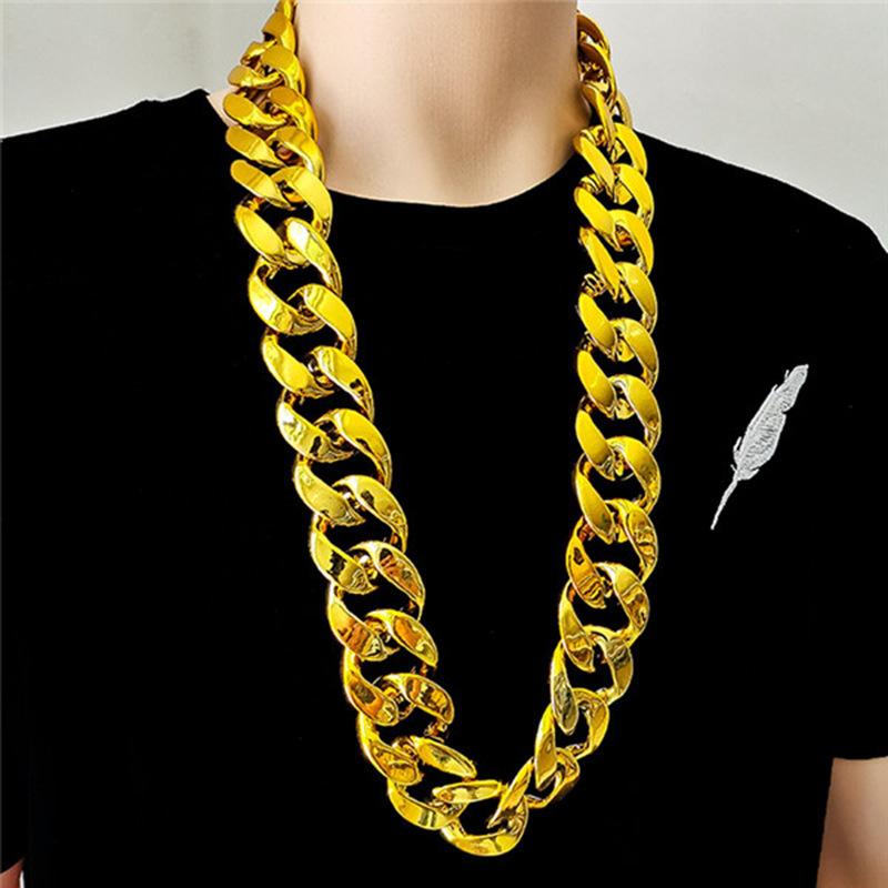Hip-hop CCB Exaggerated Large Gold Chain Plastic Simulation Gold Necklace Personality Performance Festival Performance Props
