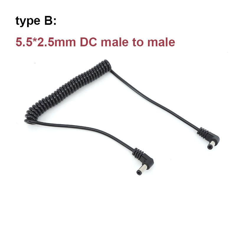 1.5m DC Male To Angel Male Female Plug Spring Power Cord Cable 5.5 X 2.5mm 5.5mm X 2.1mm Extension Cord for LED Strip USB Fan