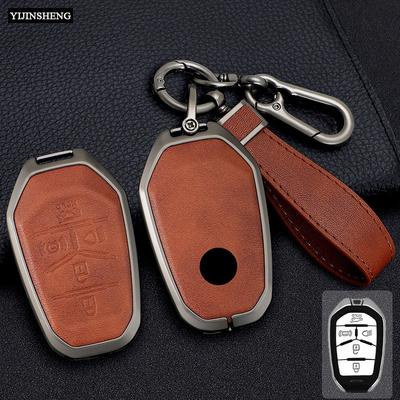 5 Buttons Zinc Alloy + PU Leather Car Key Case Cover for Ssangyong Rexton Y400 Y450 G4 2020 2021 2022 Smart Remote Key