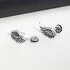 Vnox Gothic Devil Wing Stud Earrings, Angel Feather Piercing Ear Jewelry, Mens Boys Vintage Brincos
