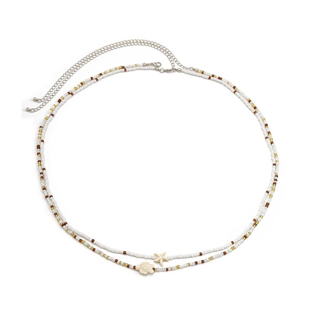 

2 Pcs/ Set Body Jewelry Bead Waist Chain Bohemian Style Body Chain Jewelry Bikini Belly Chain Beach белый