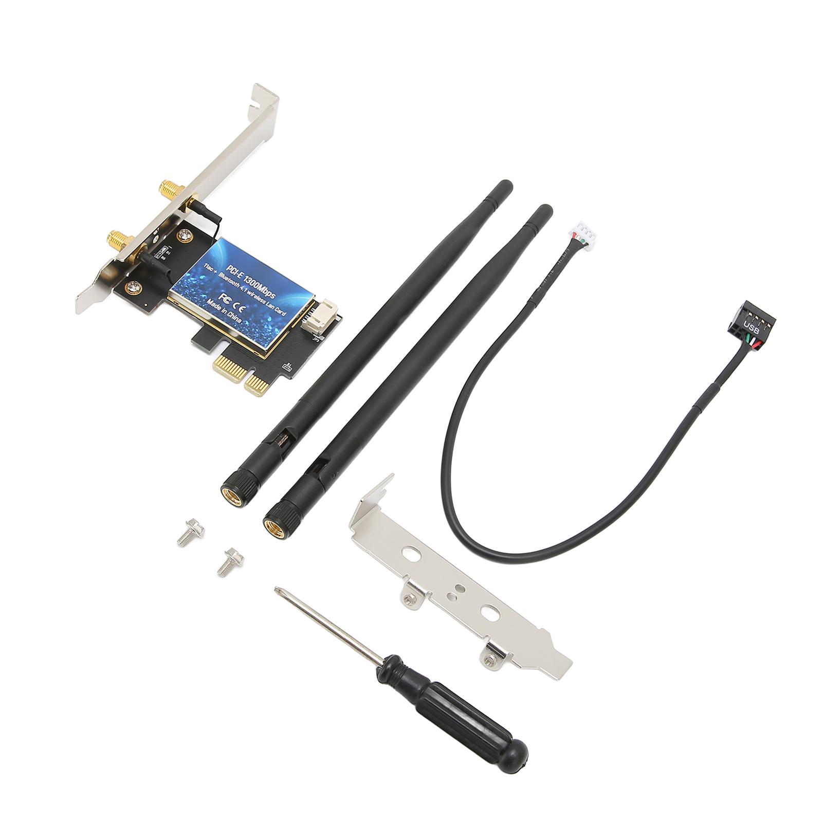 

Бездротовий адаптер PCIE 2.4 ГГц 5 ГГц Двохдіапазонний Bluetooth 4.1 PCIE Wi-Fi карта з 5 дБі високим коефіцієнтом підсилення