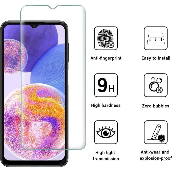 Coque pour Samsung Galaxy M23 5G - Transparent - Ultra mince - Protection écran en verre trempé - Souple