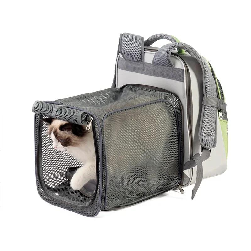 

Pet Expandable Backpack For Cat Dog Oxford Fabric Portable Carrier Bag Breathable Mesh Travel Backpack Collapsible Pet Supplies M серый